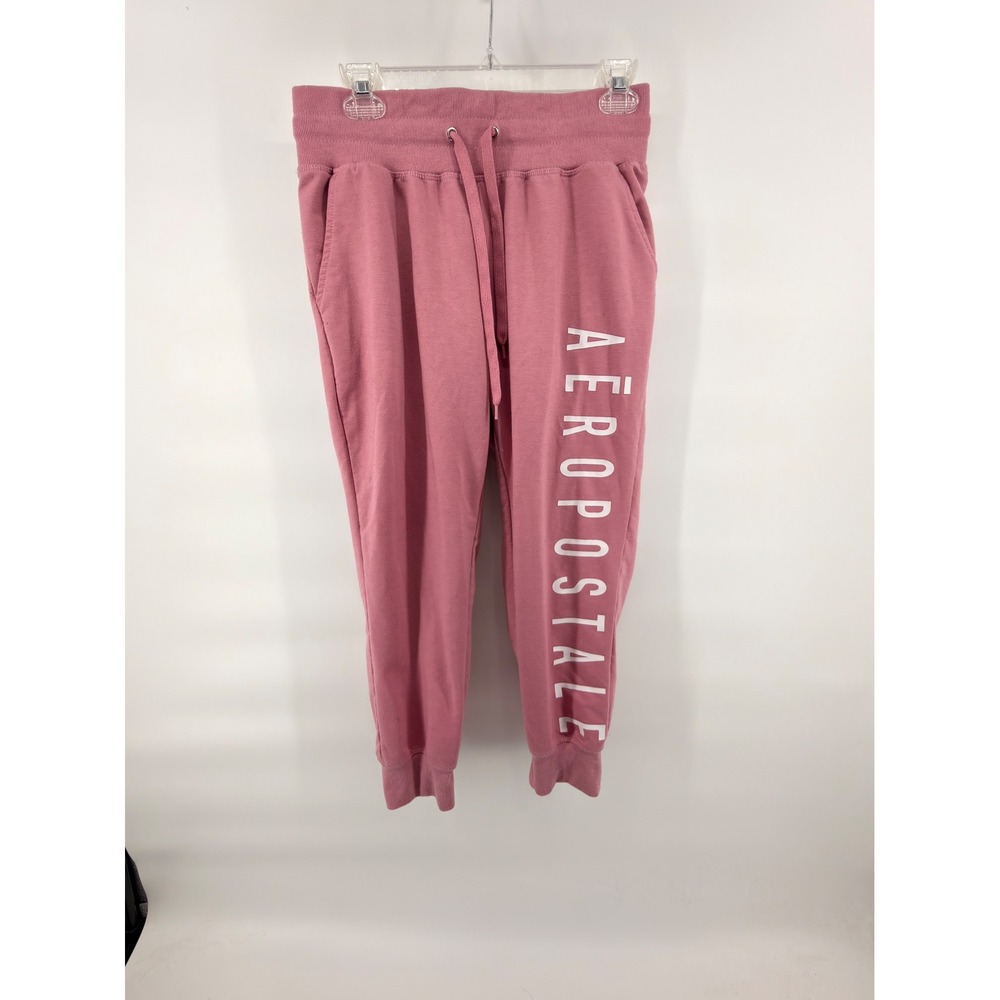Aeropostale‎ Sport Joggers Women's Medium Pink High Rise Sweatpants Logo Graphic